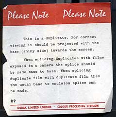 Kodak Duplicate Film Colour Disclaimer