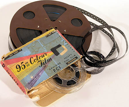 9.5mm Cine Films 50'ft. Pathescope Colour Film Carton and 400'ft Spool