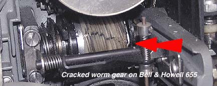 Bell & Howell Cracked Worm Gear on Model 655